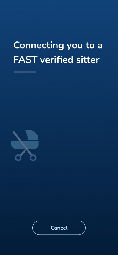 FAST matching screen connecting a parent with a verified sitter